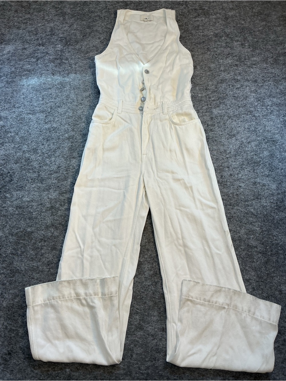 7 For All Mankind White Sleeveless Wide-Leg Jumpsuit Size XS